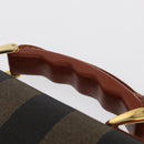 FENDI Pecan Canvas Business Bag Brown Black gold Auth 164779-8