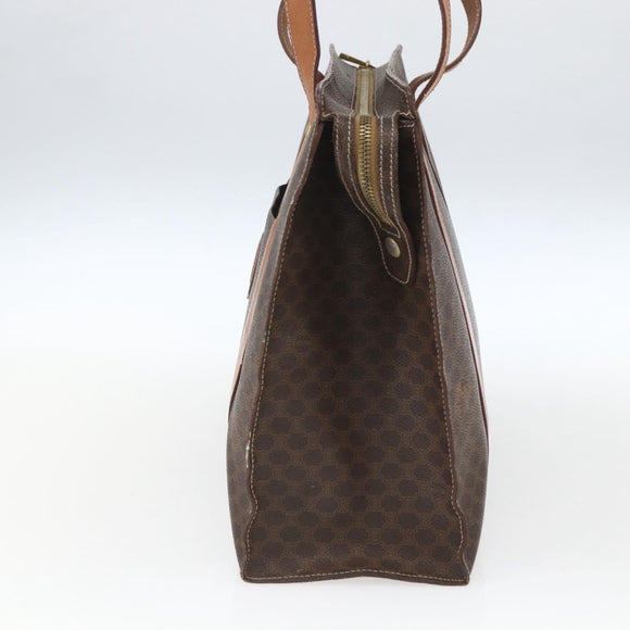 CELINE Macadam Canvas Tote Bag PVC Leather Brown Gold Auth 164782