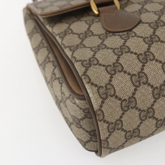 GUCCI GG Supreme Hand Bag PVC Beige Gold 116 02 080 Auth 164785