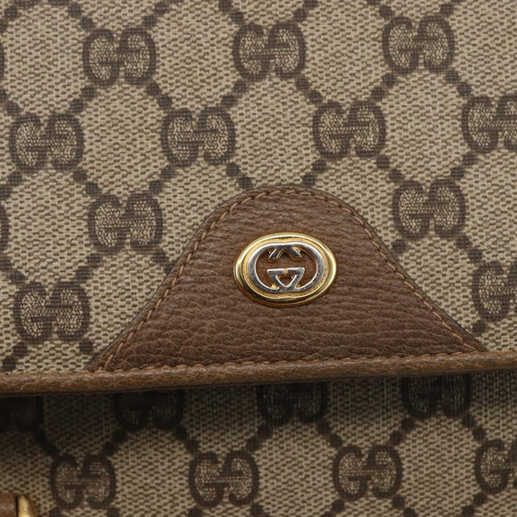GUCCI GG Supreme Hand Bag PVC Beige Gold 116 02 080 Auth 164785