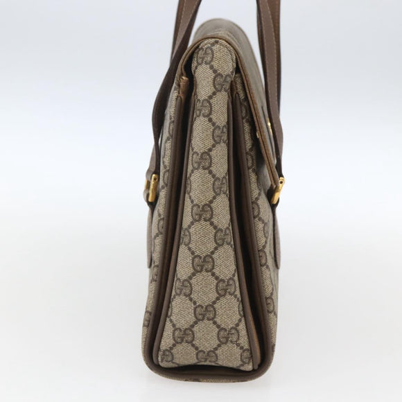 GUCCI GG Supreme Hand Bag PVC Beige Gold 116 02 080 Auth 164785