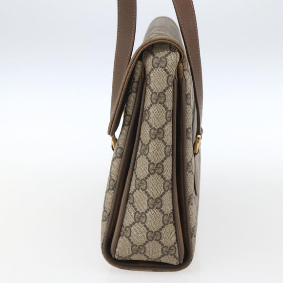 GUCCI GG Supreme Hand Bag PVC Beige Gold 116 02 080 Auth 164785