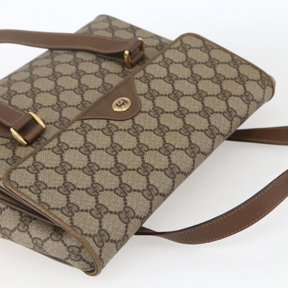 GUCCI GG Supreme Hand Bag PVC Beige Gold 116 02 080 Auth 164785