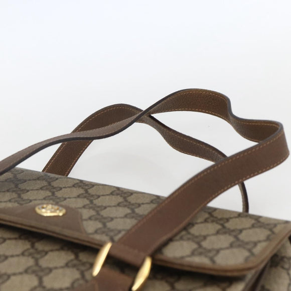 GUCCI GG Supreme Hand Bag PVC Beige Gold 116 02 080 Auth 164785