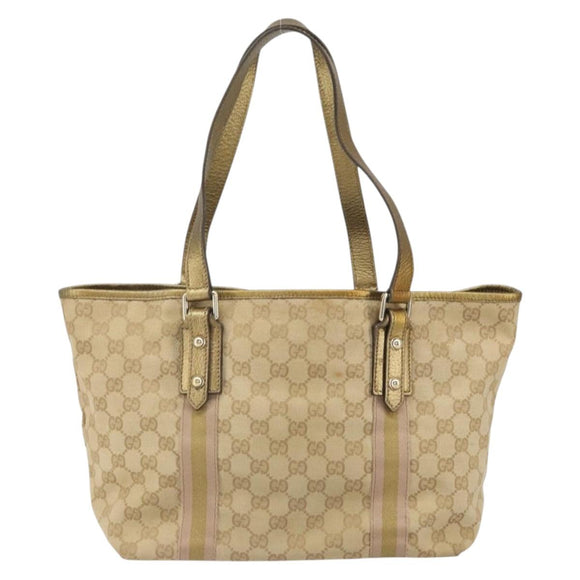 GUCCI GG Canvas Hand Bag Beige Gold 137396 Auth 164786