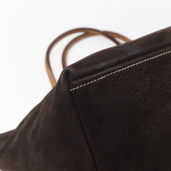 Miu Miu Tote Bag Suede Brown Gold Auth 164787V