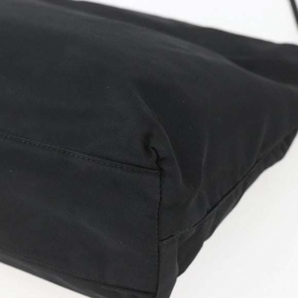 PRADA Tote Bag Nylon Black Silver Auth 164788