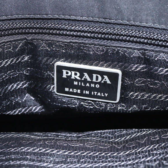 PRADA Tote Bag Nylon Black Silver Auth 164788