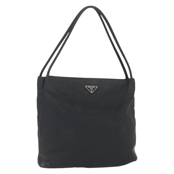 PRADA Tote Bag Nylon Black Silver Auth 164788