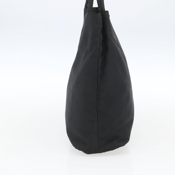 PRADA Tote Bag Nylon Black Silver Auth 164788