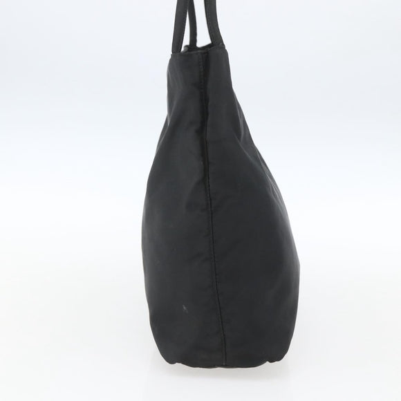PRADA Tote Bag Nylon Black Silver Auth 164788