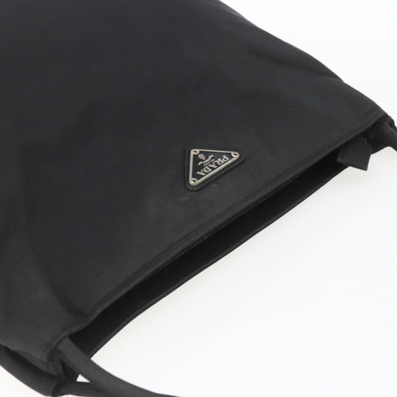 PRADA Tote Bag Nylon Black Silver Auth 164788