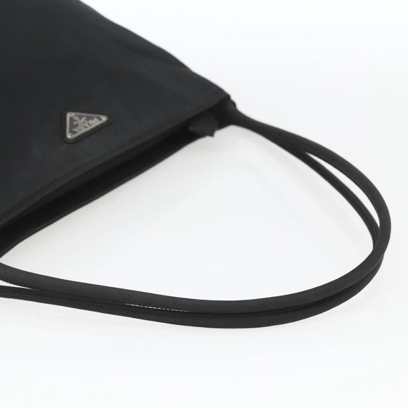 PRADA Tote Bag Nylon Black Silver Auth 164788