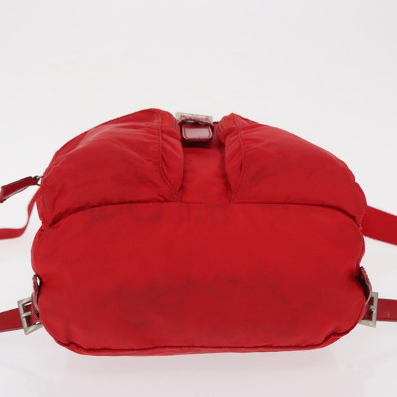 PRADA Backpack Nylon Red Silver Auth 164789