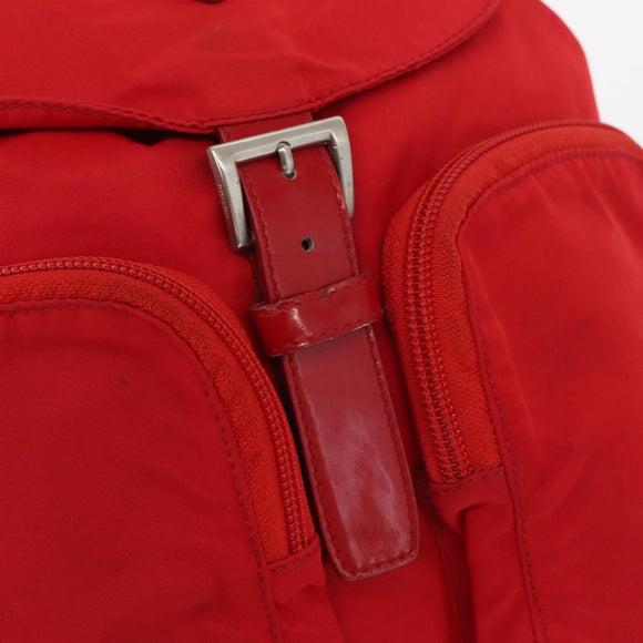 PRADA Backpack Nylon Red Silver Auth 164789
