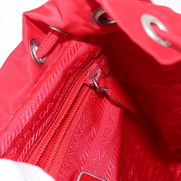 PRADA Backpack Nylon Red Silver Auth 164789