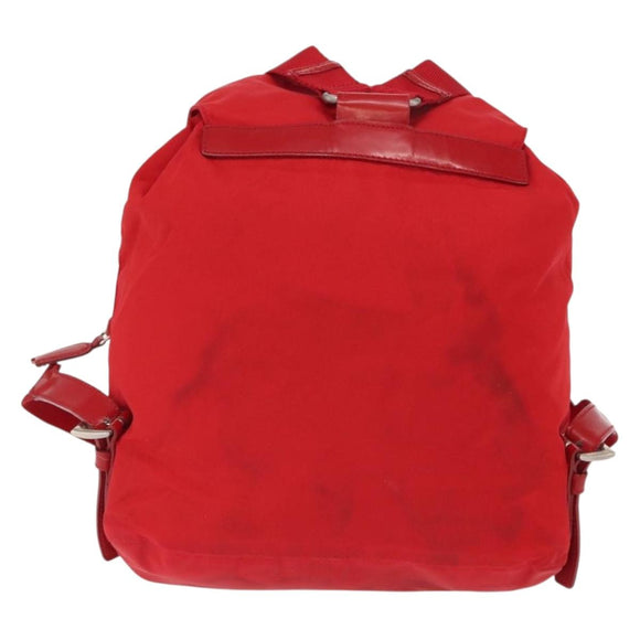 PRADA Backpack Nylon Red Silver Auth 164789
