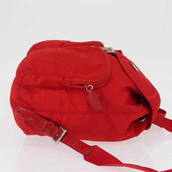 PRADA Backpack Nylon Red Silver Auth 164789