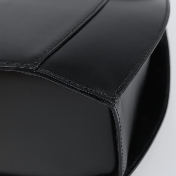 CELINE Hand Bag Leather Black Gold Auth 164791