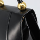 CELINE Hand Bag Leather Black Gold Auth 164791-10