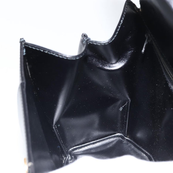 CELINE Hand Bag Leather Black Gold Auth 164791