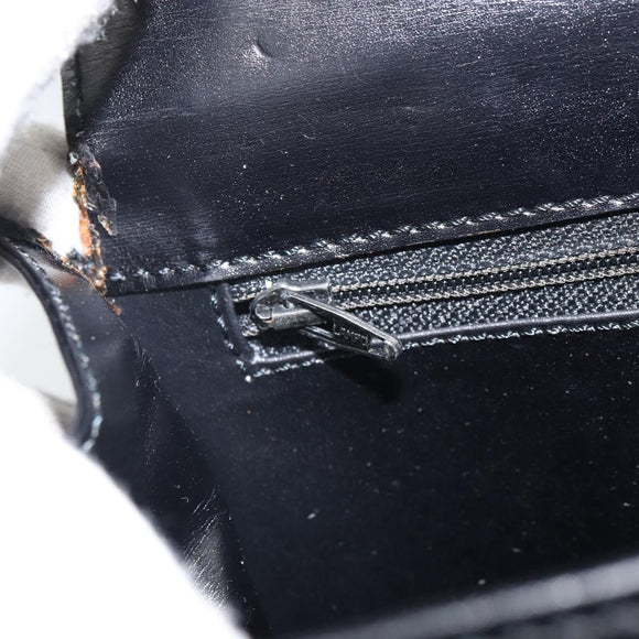 CELINE Hand Bag Leather Black Gold Auth 164791