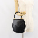 CELINE Hand Bag Leather Black Gold Auth 164791-22