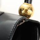CELINE Hand Bag Leather Black Gold Auth 164791-23