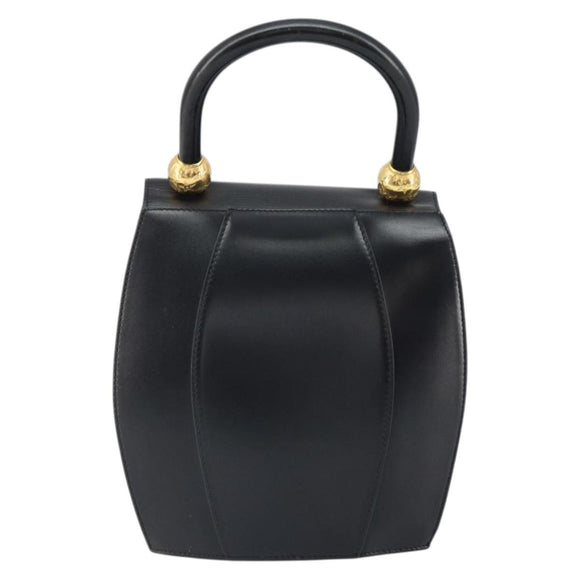 CELINE Hand Bag Leather Black Gold Auth 164791