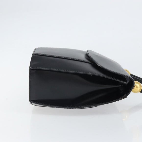 CELINE Hand Bag Leather Black Gold Auth 164791
