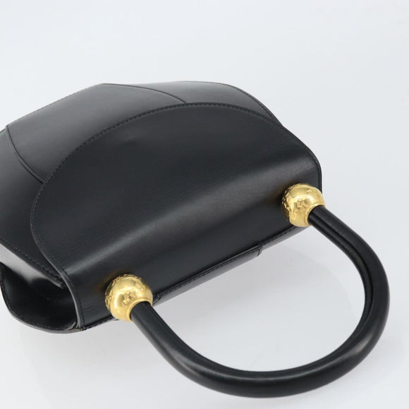 CELINE Hand Bag Leather Black Gold Auth 164791