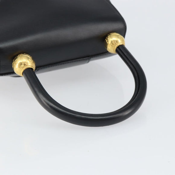 CELINE Hand Bag Leather Black Gold Auth 164791