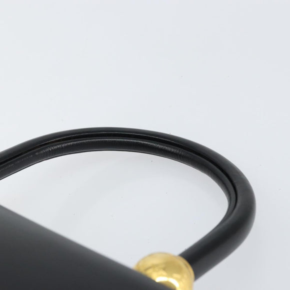 CELINE Hand Bag Leather Black Gold Auth 164791