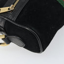 GUCCI GG Marmont Web Sherry Line Bag Suede Black Gold 517350 Auth 164792-14