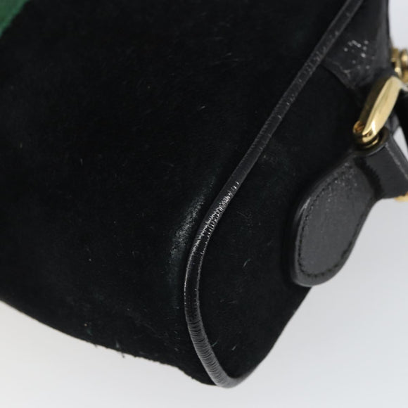GUCCI GG Marmont Web Sherry Line Bag Suede Black Gold 517350 Auth 164792