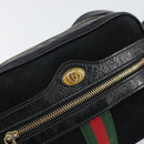 GUCCI GG Marmont Web Sherry Line Bag Suede Black Gold 517350 Auth 164792-17