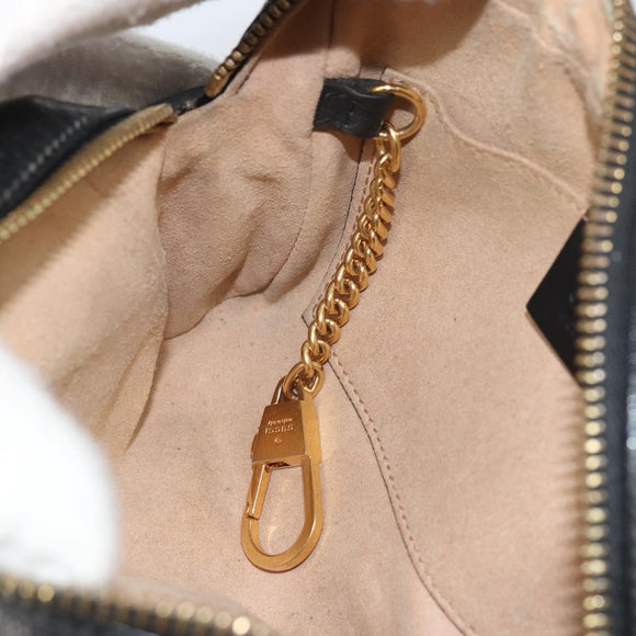 GUCCI GG Marmont Web Sherry Line Bag Suede Black Gold 517350 Auth 164792