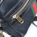 GUCCI GG Marmont Web Sherry Line Bag Suede Black Gold 517350 Auth 164792-23