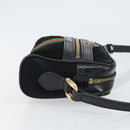 GUCCI GG Marmont Web Sherry Line Bag Suede Black Gold 517350 Auth 164792-3