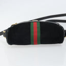 GUCCI GG Marmont Web Sherry Line Bag Suede Black Gold 517350 Auth 164792-5