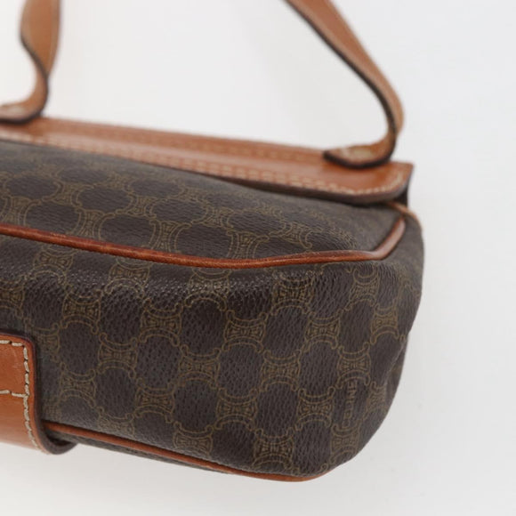 CELINE Macadam Canvas Shoulder Bag PVC Leather Brown Gold Auth 164793