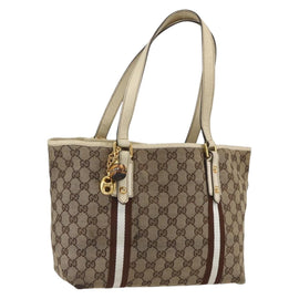 GUCCI GG Canvas Bamboo Hand Bag Beige Gold 137396 Auth 164794