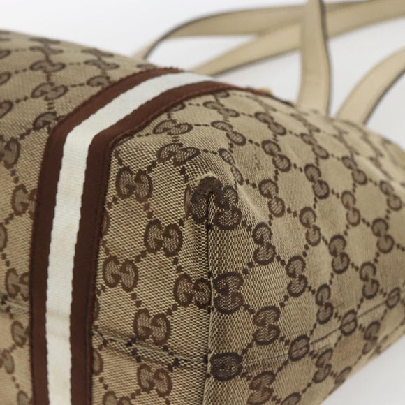 GUCCI GG Canvas Bamboo Hand Bag Beige Gold 137396 Auth 164794