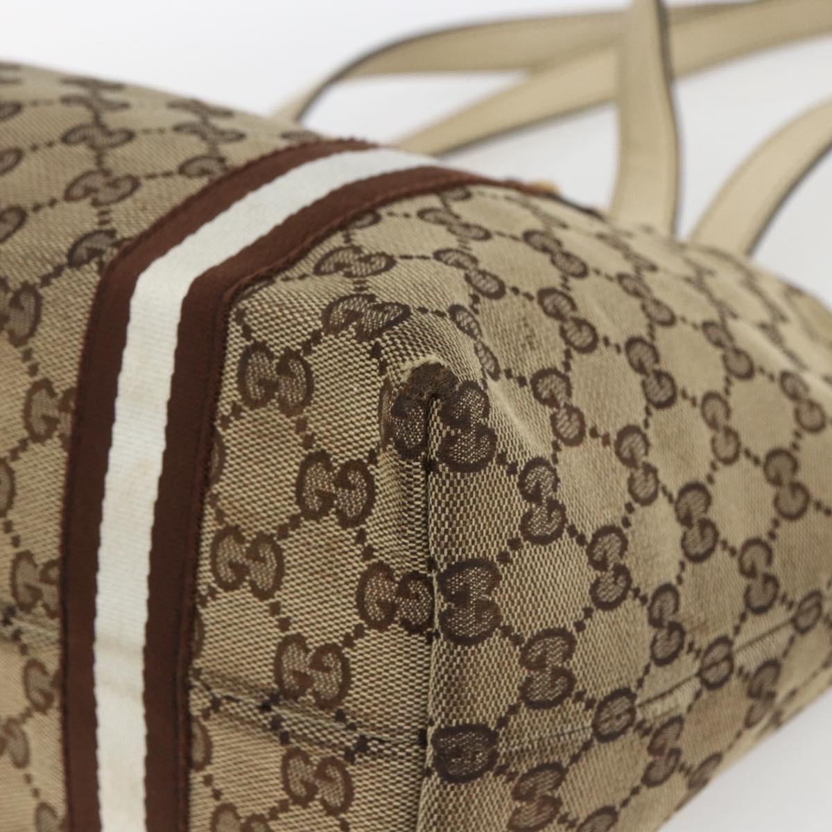 Gucci ビジネスバッグ GGパターン ベージュ GUCCI GG Canvas Bamboo Hand Bag Beige Gold 137396 Auth 164794