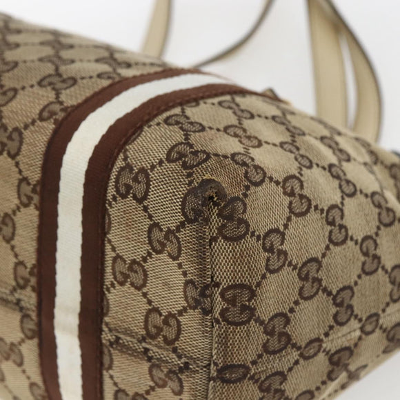 GUCCI GG Canvas Bamboo Hand Bag Beige Gold 137396 Auth 164794