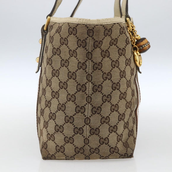 GUCCI GG Canvas Bamboo Hand Bag Beige Gold 137396 Auth 164794