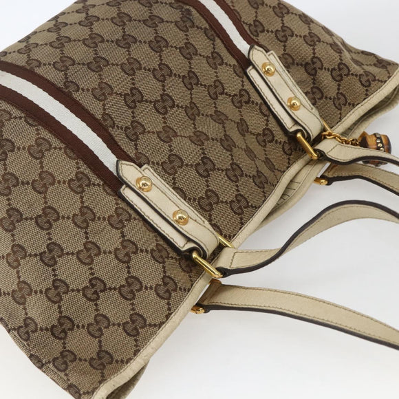 GUCCI GG Canvas Bamboo Hand Bag Beige Gold 137396 Auth 164794