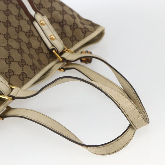 GUCCI GG Canvas Bamboo Hand Bag Beige Gold 137396 Auth 164794