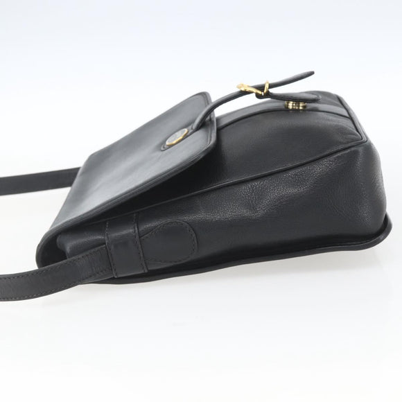 GUCCI Shoulder Bag Leather Black Gold 001 23 1098 Auth 164795