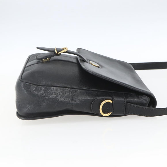 GUCCI Shoulder Bag Leather Black Gold 001 23 1098 Auth 164795